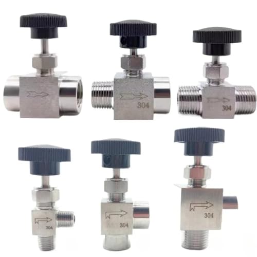 1/8" 1/4" 3/8" 1/2" Female Male Elbow Needle Valve Crane 304 316 Stainless Steel Flow Control Water Gas Oil Propane(1/4",NPT_ELB