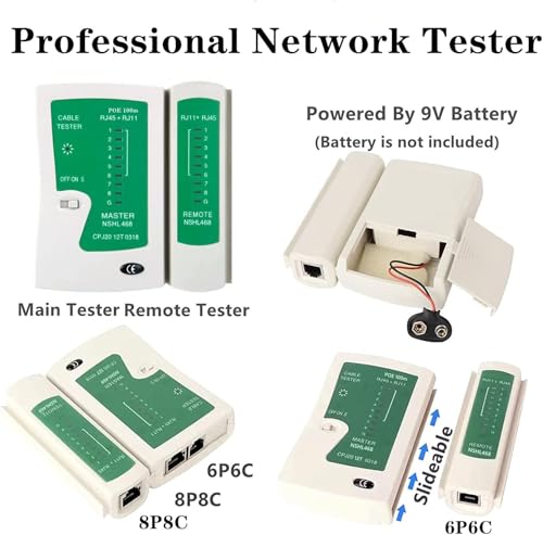 Image of XIKKART Tool Kit, RJ45 Wire Cutter, Pass Through Cat5 Cat5e Cat6 Professional Heavy Duty Crimping tool with Lan Tester, Universal Wire Stripper, 20pc Rj45 Connector, 20pc Boot, Wire Cutter