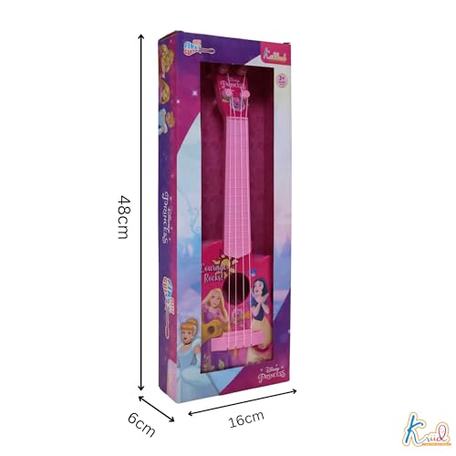 Image of Disney Princess Theme 4-String Toy Guitar for Girls - Small Educational Musical Instrument for Kids Age 3+ - Lightweight & Safe Design - Ideal Birthday Gift for Aspiring Musicians