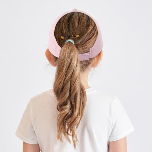 Girls Backless Baseball Cap Ponytail Hat, Love Heart Embroidered Baseball Hat Natural Curly Hair Caps for 3-8 Years4