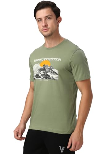 Image of Van Heusen Men's Athleisure Graphic T-Shirt - Comfortable Crew Neck| Soft Breathable Cotton Blend | Casual Wear Style | Summer Favorite | Style 60054