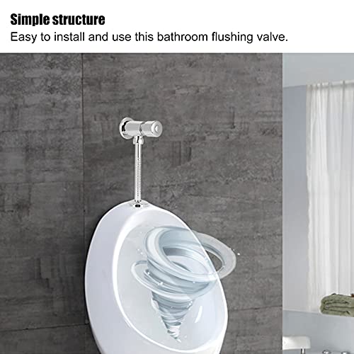Garosa Toilet Urinal Flush Valve Exposed Manual Diaphragm Flush Valve Wall Mounted Pressing Type Urinal Supply Exposed Fittings Flusher Valve Home Bathroom Toilet Supplies Copper by Garosa - Image 2