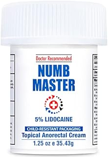 Numb Master 5% Lidocaine Numbing Cream, Maximum Strength Fast Acting Pain Relief Cream 1.25 Oz, Long Lasting Topical Anesthetic Cream with Aloe Vera, Vitamin E for Relief of Pain, Burning and Soreness