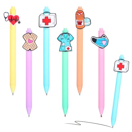 Wanmu 6 pièces Stylos infirmière drôles dessins animés stylo rétractable infirmière pour infirmières médecins assistants médicaux
