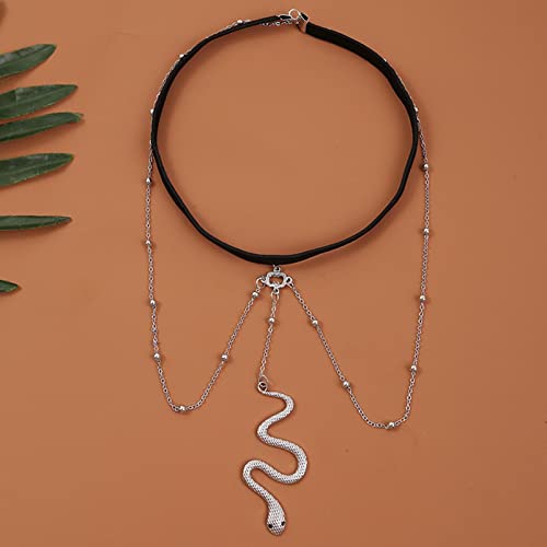Sunnyushine Körperkette, Leg Chains Bein Kette Damen, Schlangen Oberschenkel Ketten Schmuck Böhmische, Sexy Geschichtete Körperketten, Kostümzubehör Für Frauen Und Mädchen, Silber Cover