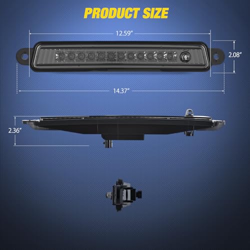 Image of Nilight Third Brake Light Tail High Mount 3rd Stop Lights Smoked Lens for Nissan Armada 2005-2015 Pathfinder Armada 2004 Infiniti QX56 2004-2010 Van SUV Rear Center Cab Lamp