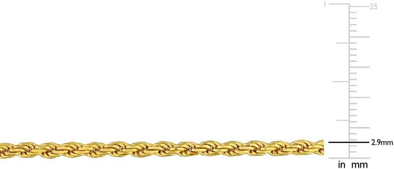 Italian 925 Sterling Silver Solid Diamond Cut Rope Chain Necklace - for Men & Women - Available in Sterling Silver, Yellow Gold Flash Plated Sterling Silver, or Rhodium Plated Sterling Silver - in Various Widths - Versatile Lengths: 16in, 18in, 20in, 22in, 24in, 28in, 30in - Image 5
