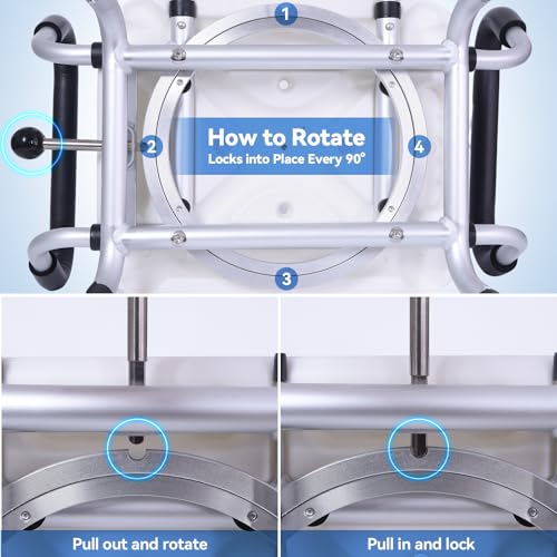Swivel Shower Chair for Inside Shower: 400 lbs Heavy Duty Shower Chair for Elderly Disabled Injured - Height Adjustable Shower Stool with Arms & Back - Non-Slip Rotating Shower Bench Seat for Tubs by Gozuna - Used condition - Image 4
