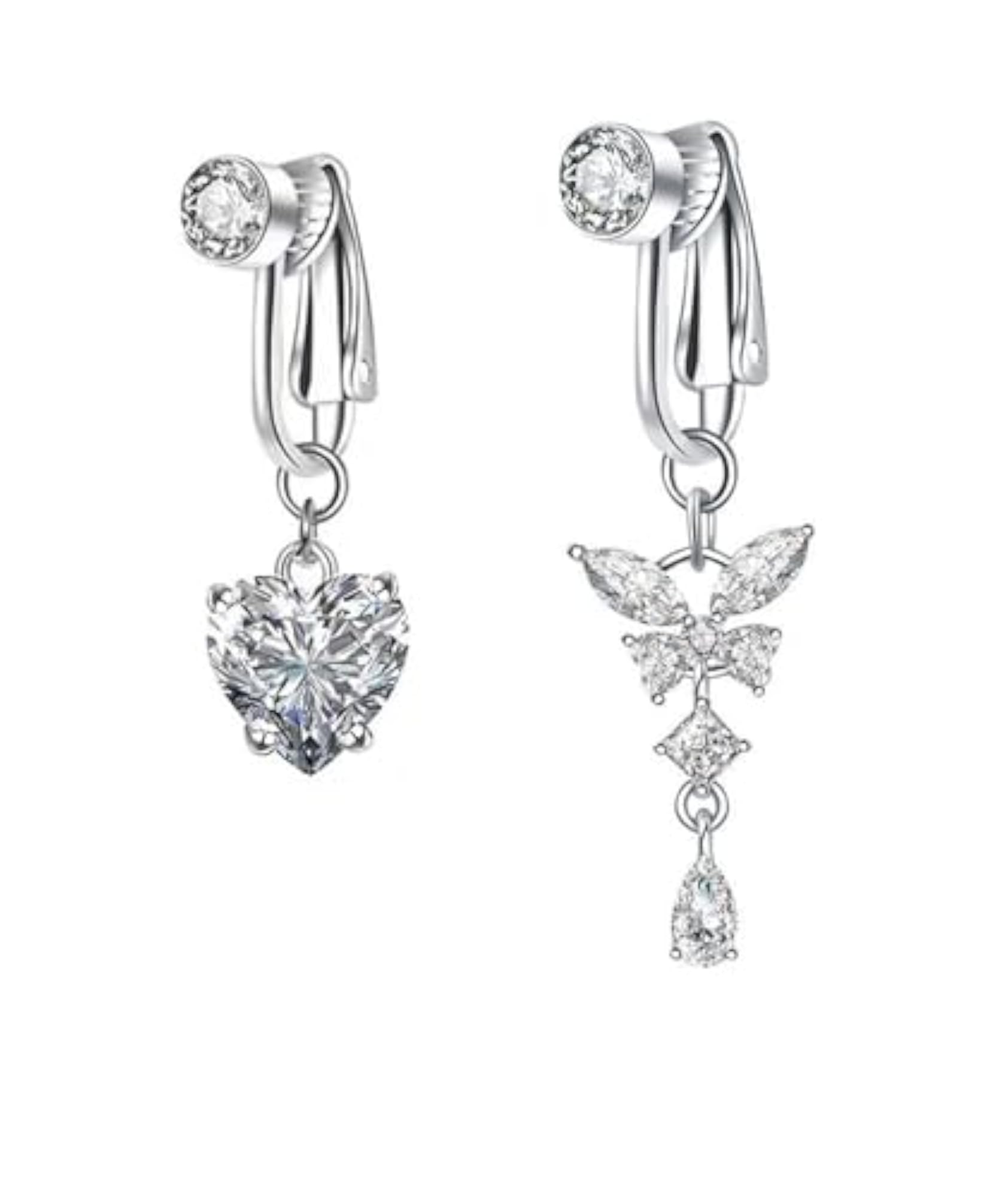 2 Pcs Belly Piercing Jewellery, Non-Pierced Heart Dangle
