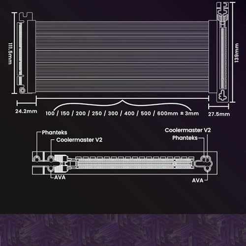Image of LINKUP - AVA PCIe 4.0 Gen 4 x16 Riser Cable (Open Box) - RTX 4090 RX7900 Ready - Boost Your Gaming Performance - 90 Degree Black (15cm)