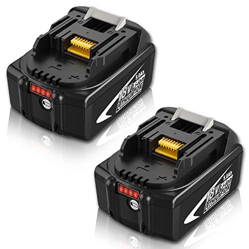 【2 Stück】 Powayup BL1850B Ersatzakku für Makita Akku 18V BL1845B BL1845BL1840B BL1840 BL1830B BL1830 BL1835B BL1835 BL1820B BL1820 BL1815B BL1815 194204-5 LXT-400 mit LED Indikator Cover