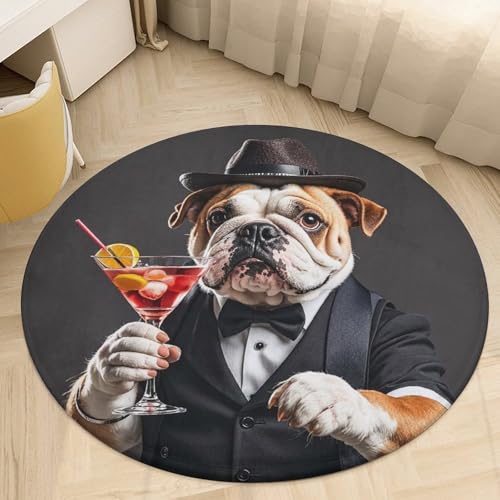 Tapis rond bouledogue martini en microfibre absorbante Dini - 7