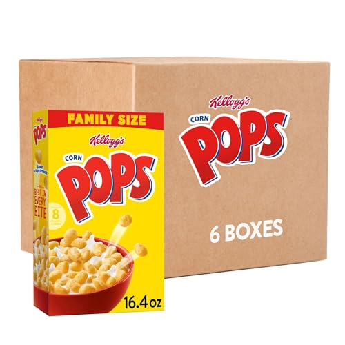 Kellogg's Corn Pops Breakfast Cereal, Kids Cereal, Family Breakfast, Family Size, Original (6 Boxes)