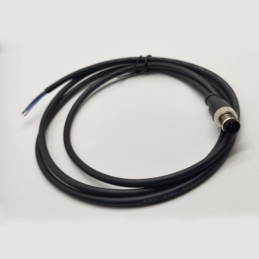 M12 5 Pins Male Connector Cable, A Code Straight Aviation Plug Electrical Cable PVC Industrial Molded Unshielded Cable 10M AWG22（10 Meter）