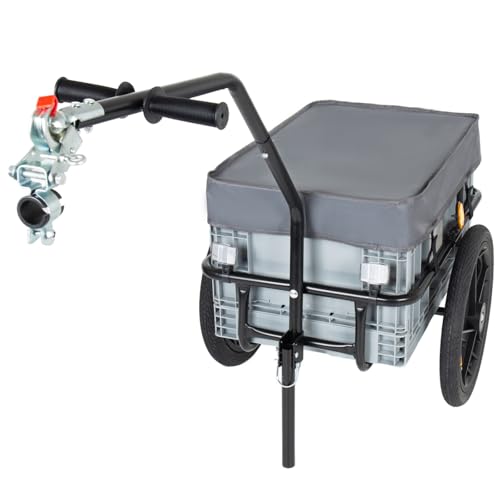 2-in-1 Bike Cargo Trailer with Foldable Storage Box, 70L Large Ebike Trailer Capacity Wagon Cart Removable & Waterproof Cover, Quick Release 16" Air-Filled Wheels for Groceries, Camping & Hauling