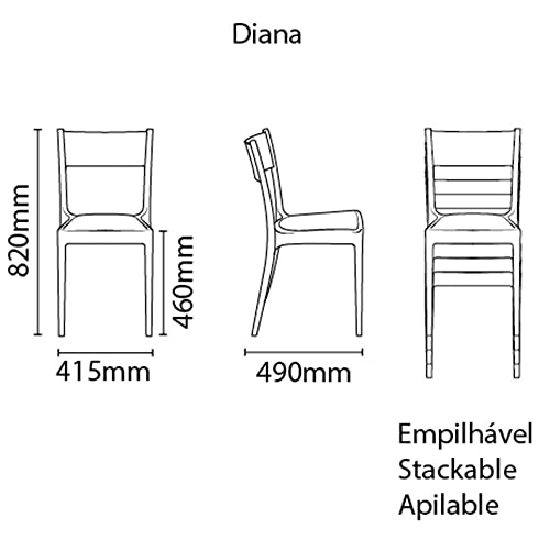 Cadeira Tramontina Diana Eco em Polipropileno e Fibra de Vidro Preto glide