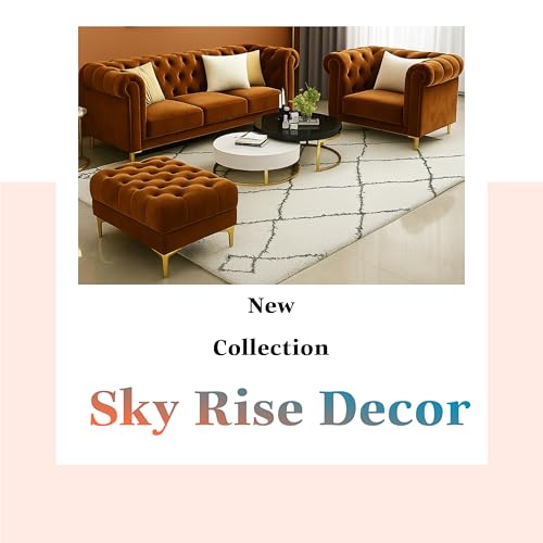 Image of Modern Classic 5 Seater Sofa Set Couch Fabric & Valvet Tufted 3+1+1Footrest Chesterfield Sofa Living Room and Office (3+1+1Footrest Teraquata) | Premium Material