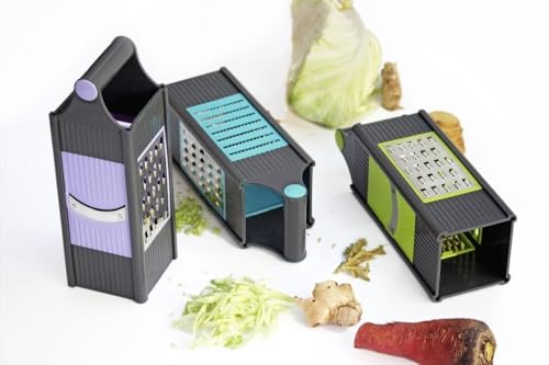 Image of ARTO 4 in 1 Handy Smart Vegetable Slicer Fruit Slicer ABS and Stainless Steel Four Sided Boxed Grater with Handle Chopper Fruit Slicer Potatoes Peeler Attach 4 Blades (Multicolor) (3)