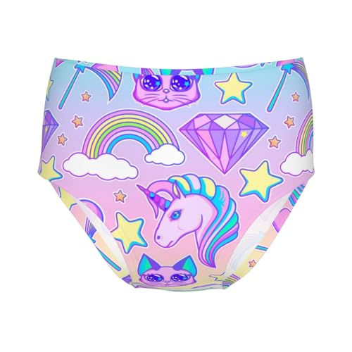 Magical Rainbow And A Unicorn Girls' Underwear Soft Cotton Little Girls Panties Comfort Briefs