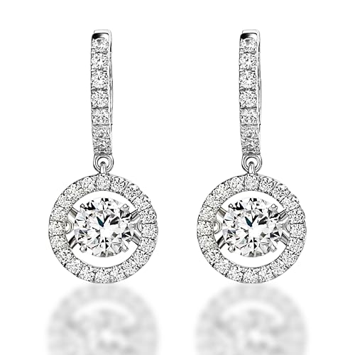 ARINZA Dangle Moissanite Earrings for Women, Sterling Silver Drop Hoop Dancing Diamond Earrings with 2 Carat (1ct Each), Jewelry Gift for Her, Wife, Girlfriend, Mom, Anniversary, Birthday, Christmas