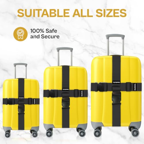 Image of 4 Pack Luggage Straps, Adjustable Suitcase Belts 72 inch x 2 inch with Quick Release Buckle, Durable Travel Accessories for Secure Luggage and Easy Identification (Black)