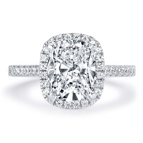 4CT Cushion Cut Moissanite Engagement Halo Rings for Women D Color VVS1 925 Sterling Silver Ring Gift for Wedding Anniversary Promise Ring4
