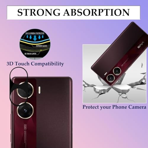 Image of ZARALA Glass Camera Lens Protector For Vivo V29E [9H Hardness] [6D Lens Protector ] [Easy Installation] Black (Vivo V29E)