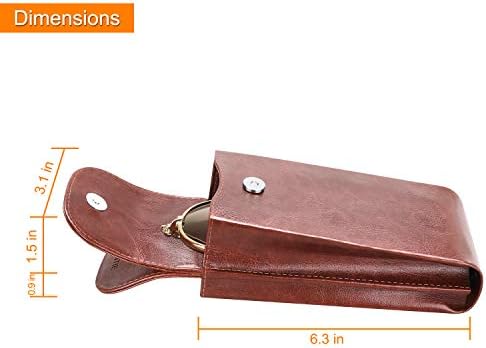 FINTIE Double Glasses Case with Carabiner Hook, Portable Vegan Leather Dual Eyeglasses Bag Anti-scratch Sunglasses Pouch, Spectacle Cases for Women Men, Brown