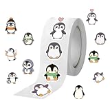 Pegatinas de Pingüinos - 500 Piezas PVC Dibujos Animados | Rollo de Pegatinas para Laptops de Animales | Para Scrapbooking Artes Manuales Cuadernos Guitarra Monopatín