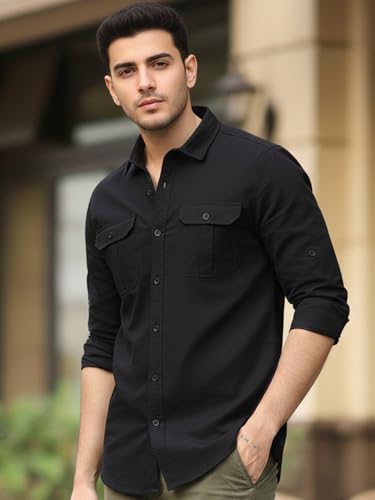 Image of Urbano Fashion Men's Cotton Full Sleeve Regular Fit Casual Solid Shirt