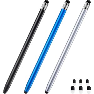 ChaoQ Lápiz capacitivo para pantalla táctil, 3 unidades de alta sensibilidad y precisión para iPad, iPhone, Android y todas las pantallas táctiles (negro/plateado/azul)