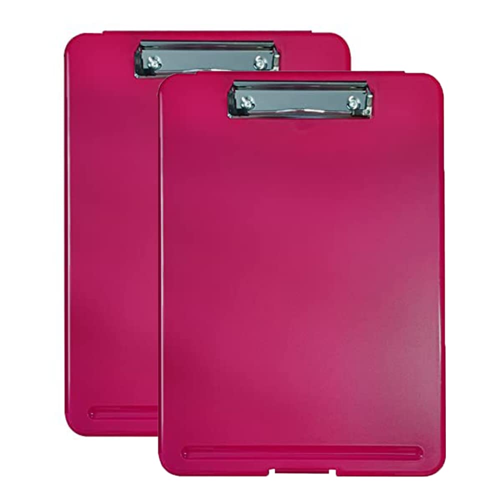 Clipboard with Storage Red,2 PCS, Plastic Storage Clipboards with Low Profile Clip for School Teacher and Office