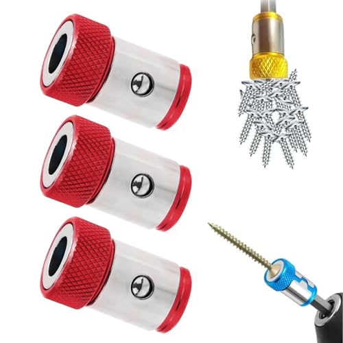 Image of Universal Screwdriver Head Magnetic Ring, Magnetizer Screw Removable for Hex Screwdriver and Power Bits, Magnetic Screwdriver Bit Head, Multipack Magnetic Screw Ring Holders Household Tool (Red)