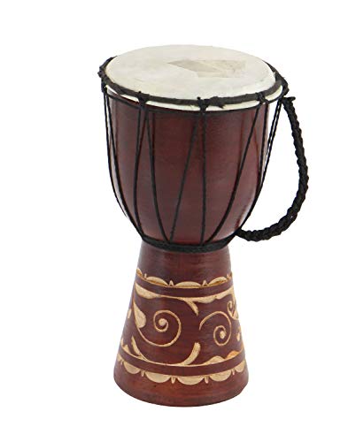 Deco 79 Wood Djembe Sculpture, 7" X 7" X 12", Brown #TOP3