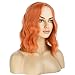 RightOn Ginger Wig Short Curly Wig Orange Wavy Wigs Middle Part Wigs Women's Synthetic Hair for Daily Party