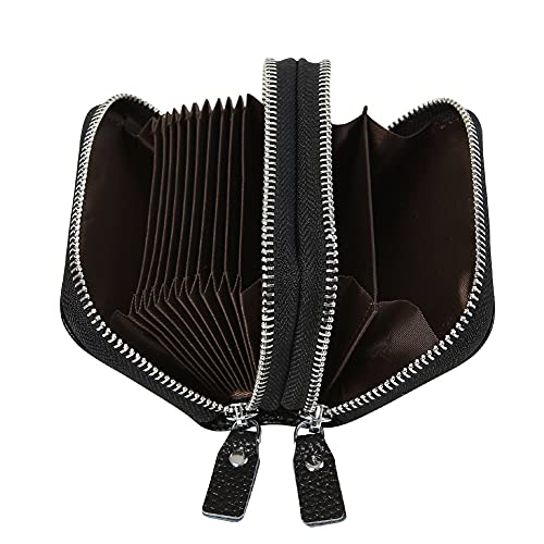 Women's RFID Blocking Credit Card holder Leather Compact Accordion Wallet,black