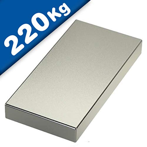 Magnes prostopadłościany/magnetyczny prostopadłościan 80 x 40 x 20 mm neodymowy N52, nikiel - 220 kg - silny silny silny silny magnes / super magnes trwały o ekstremalnej sile przyczepności, do lodówki, magnetycznych szklanych tablic