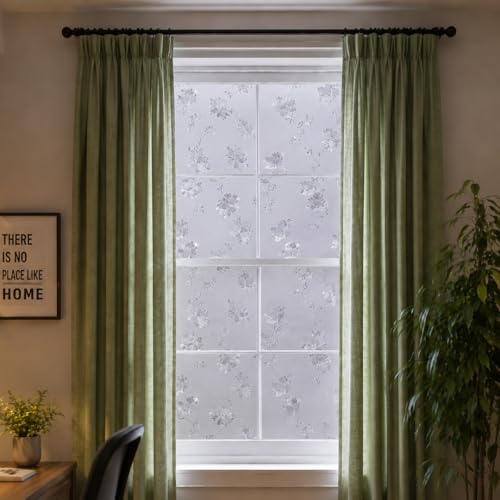 Image of CVANU Premium Botanical Frosted Glass Covering Privacy Window Film, Self Adhesive Waterproof Vinyl Sticker for Glass Doors, Windows, Bathroom & Office Use (24 x 200 Inch)