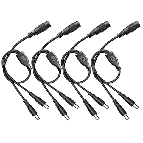 ANLINK Zestaw 4 kabli rozdzielacza prądu stałego 1 do 2-drożnego, 1 x złącze żeńskie na 2 męskie, wtyczka DC 5,5 mm x 2,1 mm, 2-drożny kabel rozdzielacza zasilania z adapterem Y do taśm