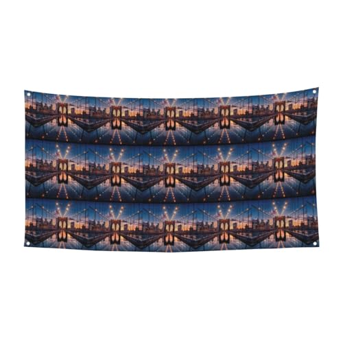 MINDBBDFJ Brooklyn Bridge Print Banners And Signs For Outdoor/Indoor,Personalized Banner Customizable Parties Halloween Banner (180x90cm)
