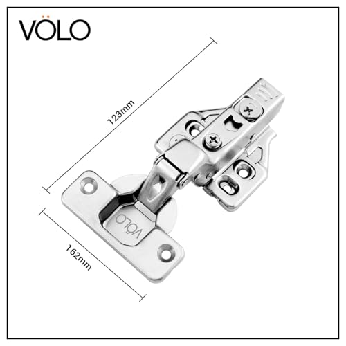 Image of VOLO Cabinet Hinges, Set of 1 (2 Pieces) for Furniture, Wardrobes, Doors, and Storage Units | (3D Soft Close (Stainless Steel), 15 Crank | Inset)