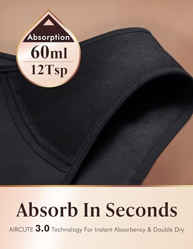 Image of AIRCUTE Washable Absorbency Urinary Incontinence Underwear for Women High Waist Leak Proof Panties for Bladder Leakage 60ML, 3 Pack (3X-Large, Black-Beige-White)