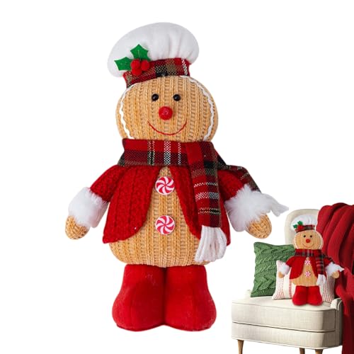 Generico Gingerbread Man Polled Toy - Pelugia de peluche de peluche, decorativa para el sofá de vacaciones, 25 x 16 cm, piel de pan de jengibre para las vacaciones en casa, fiesta para las vacaciones