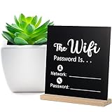 Wooden WiFi Sign Chalkboard Style WiFi Password Sign Board Freestanding Sign Centerpiece Decoration...