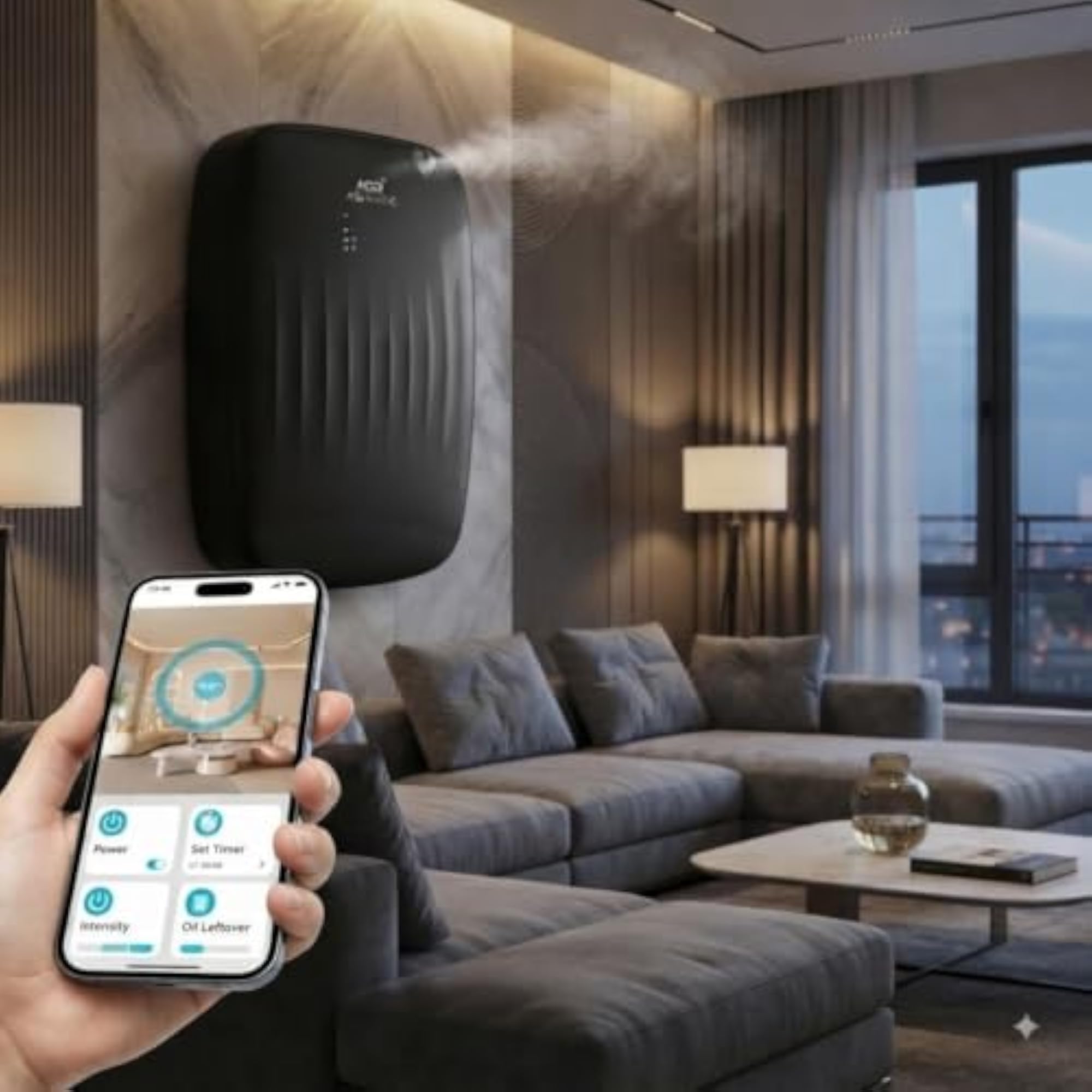 400ml Smart App Controlled Essential Oil Scent Diffuser Machine, Black