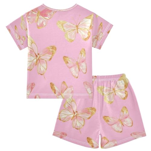 senya Short Sleeve Pajamas Sets Summer Cotton Sleepwear Butterfly Watercolor Pattern2