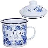 Mini tazza da esterno: la struttura stabile rende la tazza saldamente sulla scrivania o sul tavolo e non scivola facilmente, tazza smaltata per la casa