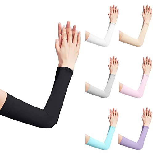 Vinnykud Manchettes de Bras 7 Paires de Manchons de Protection Solaire Anti-UV Unisexe UPF 50+ pour Le Cyclisme Les Sports de Plein Air Cover