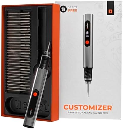 Culiau's Customizer Engraving Pen: Ultimate Cordless Portable for Artists & DIYers - Engrave 50+ Surfaces - Beginner Friendly - Rechargeable - Free 30 Bits & Mastery Guide