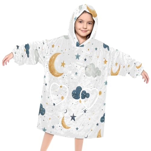 Pardick Wearable Blanket Hoodie for Kids, Veteran Clouds Fleece Sweatshirt Blanket Oversized Blanket Sweatshirt with Pocket Flannel Warm Hooded Blanket 6-10 Year Old Girl Boy Gift, One Size